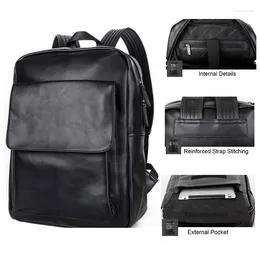 Backpack Men's PU Leather 15.6 Inch Notebook Laptop Bag Multifunction School Waterproof Travel Pack For Male Women Female