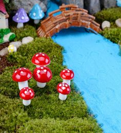 Artificial colorful mini Mushroom Resin Crafts Terrarium Figurines Fairy Garden Miniatures Party Garden Ornament Decorations5714088