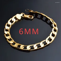 Link Bracelets Special Offer 18K Gold Plated 6MM 20CM Chain Silver Bracelet For Women Men Fashion Wedding Gifts Designer Jewelry