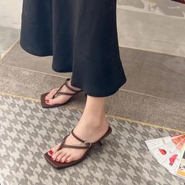 Dress Shoes Brown Low Heels Slippers Casual Belt Buckle Womens Summer Sandals White Tongs Femme High Ladies Sandalia Feminina