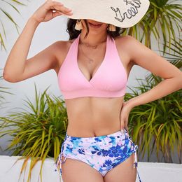 Women's Swimwear Summer Bathing Suit For Women Sexy Backless Cut Out Printed Strapping Split Swimsuit Plus Size