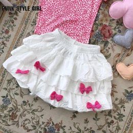 Skirts 2024 Summer Japanese Y2K Subcultures Sweet Skirt Shorts Girl Pumpkin Pants Lolita White Kawaii Ruffle Cake With Bow