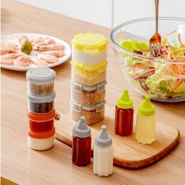 Storage Bottles 4Pcs Plastic Sauce Squeeze Bottle Mini Seasoning Box Salad Dressing Containers Outdoor Portable Barbecue Spice Jar Kitchen