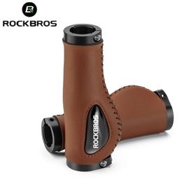 ROCKBROS bicycle handle shock absorber soft liquid silicone handle double-sided locking PU leather road bicycle handle 240521