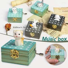 Decorative Figurines Wooden Music Box Small Personalised Cute Hand-cranked Musical Gifts For Birthday Valentine's Day JAN88