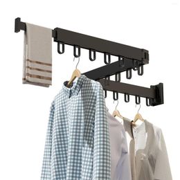 Hangers Clothes Drying Rack Retractable Collapsible-Tri Folding Space Saver Wall Mounted For Laundry Room Bathroom