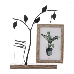 Frames Wooden Po Frame Metal Leaf Branch With Hydroponic Plants Vase Holder Hanging Picture Display For Christmas