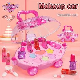 Beauty Fashion New Girls Trolley Car Makeup Princess Makeup Box Set lipstick Children Toys Children Pretend to Play Baby Makeup Set WX5.21