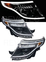 Black LED Bar Projector Headlights For 2011-2015 Ford Explorer Base XLT