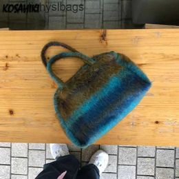 Totes Contrast Color Striped Top-Handle Bags Y2k Streetwear Shoulder Underarm Bag Personality Harajuku Handbags Vintage Womens Purses H240523