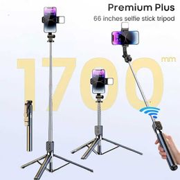 Selfie Monopods Portable 66 inch long Aluminium alloy selfie stick phone tripod with wireless remote control shutter compatible with all smartphones S2452207