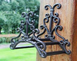 Wrought Iron Hose Rack Holder Equipment Scrowl New Garden Outdoor Decorative Reel Hanger Cast Antique Style Rust Brown Finish Wall8604317