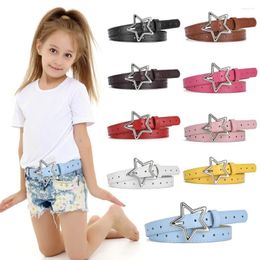 Belts Children Kids Adjustable Metal Snap Leather Belt Girls Boys Five Pointed Star PU Buckle Waistband Waist Strap