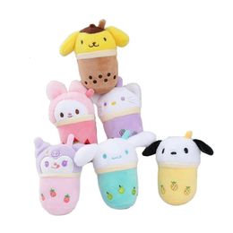 Wholesale of 30 pieces/batch of 12cm milk tea black rice melody plush toys stuffed dogs rabbits animal dolls keychains childrens gifts 240520