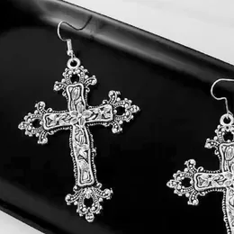 Dangle Earrings Big Cross For Women Men Vintage Fashion Statement Pendant Necklace Goth Gothic Grunge Stud Jewellery Accessories