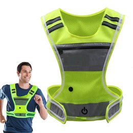 Outdoor Cycling Reflective Vest High Visibility Safe Jacket Night Riding Running Jogging Cycling LED Reflective Vest 240521