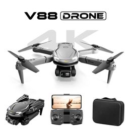 V88 WiFi FPV 4K Dual HD Camera Altitude Hold Mode Foldable RC Drone Quadcopter RTF 360 Roll Gesture Photography Atmospheric Hover Toy