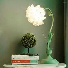 Table Lamps Retro Atmosphere Light Acrylic Flower LED Desk Lamp Eye Protection French Rural Plant For Home Living Room