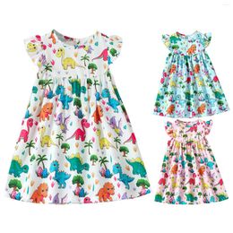 Girl Dresses Summer Kids Baby Dress Casual Sleeve Cartoon Print A-Line Clothes