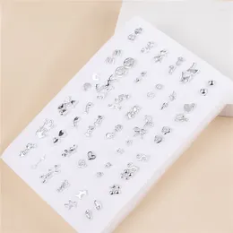 Stud Earrings 36Pairs Randomly Mixed Silver Color Women Bowknot Crown Heart Small Plastic Sets For Girl Jewelry Gifts