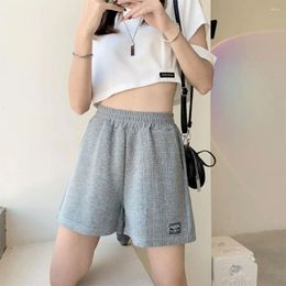 Active Shorts Elastic Waffle Sports Fashion Summer High Waist Pants Streetwear Clothes Plus Oversize Loose Wide Women