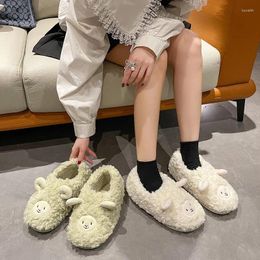 Casual Shoes Ly Fuzzy Lamb Slippers Cute Warm Cosy Animal Shape Slip-on For Women Girl Winter Supply