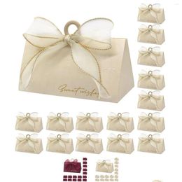 Gift Wrap 20Pcs Wedding Favour Boxes With Ribbon And Wooden Beads Party For Guests Decoration Birthday Bridal Shower Drop Delivery H Dhoyz