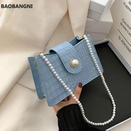 Bag Women Solid Color Handbags Lady PU Leather Pearl Chain Small Shoulder Totes Youth Ladies Simple Versatile