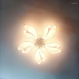 Ceiling Lights Modern Light LED Chandeliers Flush Mount Fixture 5 Head Leaf Lamp With Remote Control