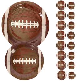 Disposable Dinnerware 20 Pcs Football Party Plates Foosball Birthday Supplies Paper Cup Trays For