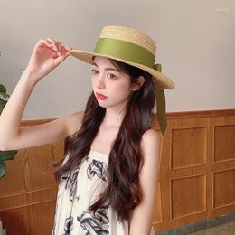 Wide Brim Hats 2024 Women's Wheat Flat Cap Summer Fashion Girls Outdoor Travel All Wear Straw Hat Fisherman Sunscreen