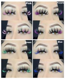 Colored 25mm 3D Mink Eyelashes 39 Styles Dramatic Fluffy Volume False Eyelash Highlight on the End Cosplay Costumes Full Strip Las8566118