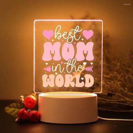 Night Lights Colorful Print Text Acrylic LED Light For Mom Lamp Table Birthday Gift Bedroom Bedside Mother's Day