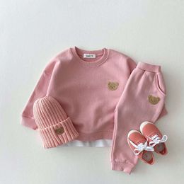 2pc Baby Boys Girls Set Autumn Little Bear Embroidery Tops Coat + Pants Suit Clothes Two-piece Newborn Spring Winter Sets Kids L2405