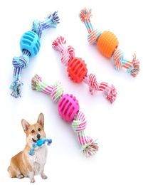 Pet Dog Rope Chew Toys Bone Ball Shape Animal Pets Playing Knot Toy Cotton Teeth Cleaning Toys for Small Dog 4 Colors9335096