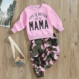 Clothing Sets Toddler Girls Clothes Letter Print Long Sleeve Sweatshirt Stretch Pants Set 2 Piece Casual Outfits