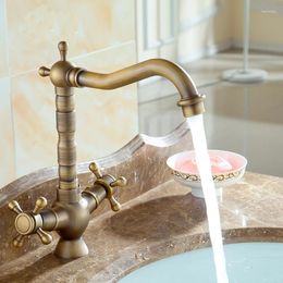 Bathroom Sink Faucets Antique Brass Lengthen Bibcock Wash Basin Faucet And Cold Copper Rotated Mixer Water Tap Retro
