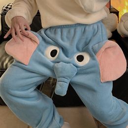 Autumn and winter three-dimensional cute funny elephant pants girls loose couple casual unisex pajama pants