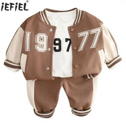 Clothing Sets Toddlers Kids Boys Casual Sports Outfits Long Sleeve Baseball Jacket Coat With Top Pants Fashion School Sportswear Tracksuit