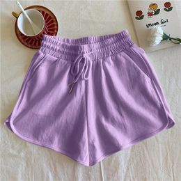 Women's Shorts 2024 Women Summer High Elastic Lace Up Drawstring Wide Leg Sweat Fitness Running Loose Casual Large Sports Pants