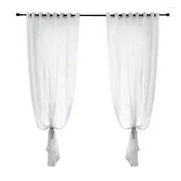Curtain 649-Simple Pure White Linen Gauze Curtains