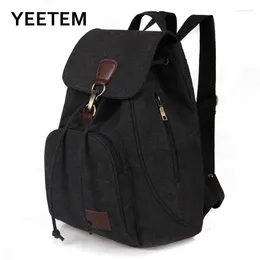 Backpack Vintage Fashion Girls Outdoor 20-35L Canvas Schoolbag Solid Color Bucket Male Female Backpacks