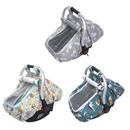 Baby Safety Cover Pushchair Sun-shade Cover with Cartoon Print Infant Car Carrycots Breathable Windproof Cover 066B 240508