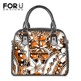 Shoulder Bags FOURDESIGNS For Women Hawaiian Tribal Floral Style Leather Tote Bag Female Elegant Work Handbag Bolsa Feminina