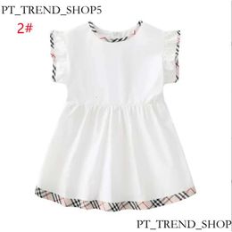 Summer Baby Girls Princess Dresses Cotton Kids Zipper Short Sleeve Dress Cute Girl Plaid Skirt Children Clothes Fda 896