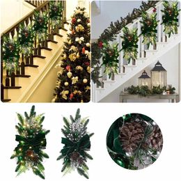 Decorative Flowers Christmas Stair Light Up Wreath Stairway Garland Hanging Teardrop Garlands Winter Welcome Door Sign