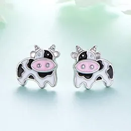 Stud Earrings CAOSHI Cartoon Cow Ear Teen Girl Delicate Accessories Fashion All Match Trend Animal Jewellery Young Stylish Lady Dainty Gift