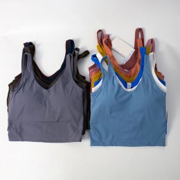 Lul Fashion Women's Yoga Bra Vest Sports Bra Yoga Dress Women's SummerTシャツソリッドセクシーなクロップトップノースリーブファッションベスト28色