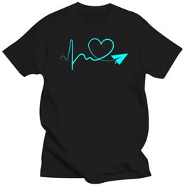 Brand Clothing Heartbeat Plane Love Print Funny T Shirt Tshirt Men Short Sleeve Camiseta Luminous T-shirt Ropa Hombre M523 32