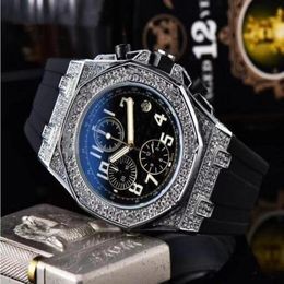 2022 Famous all dials working classic designer watch Luxury Fashion Crystal Diamond Men Watches Large dial man quartz clock stopwatchla 256A